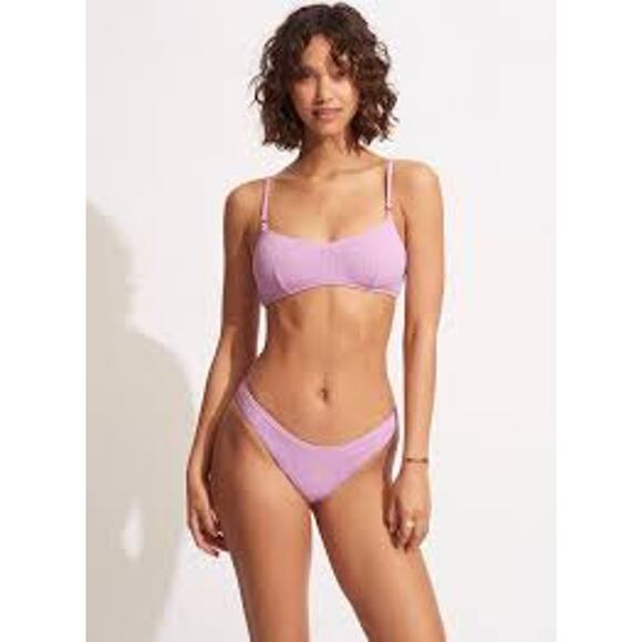 SEAFOLLY Sea Dive Hipster Pant BOTTOM ONLY Lilac Purple Size US 10 Medium NEW - Picture 11 of 13